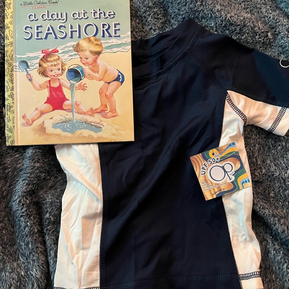 OP Navy & White Short Sleeve Kids Rash Guard